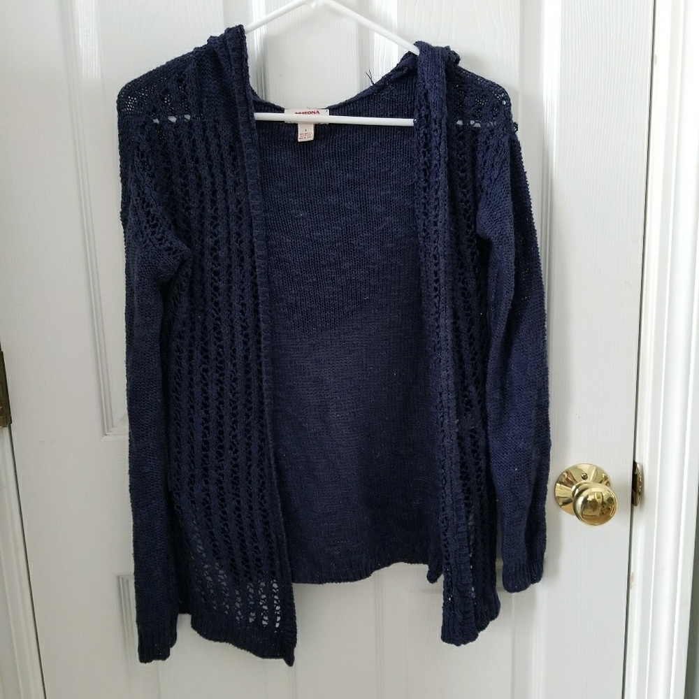 Navy Blue Hooded Cardigan